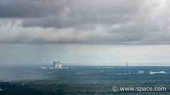 NASA's Artemis 1 moon rocket faces stormy skies in incredible aerial photos