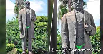 ¿Benito Juárez en tanga verde? Así vandalizaron su monumento en Cuernavaca - El Financiero