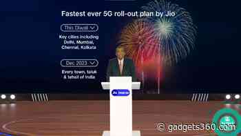 Reliance Jio to Roll Out 5G Connectivity in India by October, Plans Full Coverage by 2023 End