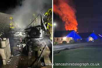 Three fire engines attend caravan blaze in Silverdale