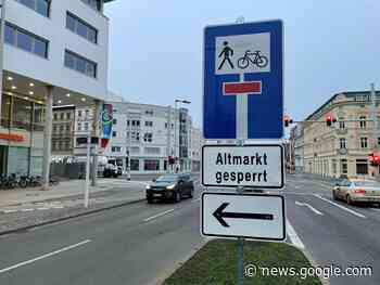Schilder weisen zeitiger auf Altmarkt-Sperrung hin - Stadt Cottbus