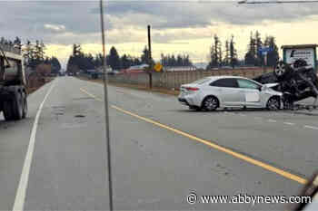 Abbotsford’s Clearbrook Road closed between Huntingdon and King due to three-vehicle collision