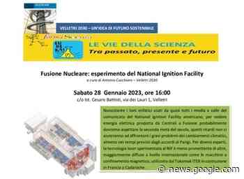 "Fusione nucleare: facciamo chiarezza" con Velletri 2030 - Velletri Life