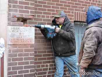 Crews remove cornerstone, time capsule from old Clarington school - Martins Ferry Times Leader