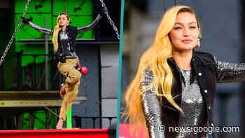 Gigi Hadid Bravely Balances On Suspended Construction Beam ... - Access Hollywood