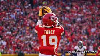 Chiefs WR Toney primed for big role in playoff debut