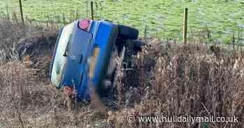 Car ends up in ditch as Dunswell Lane closed in both directions near Hull - live updates