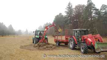 Bagger graben in den Augsburger Lechheiden