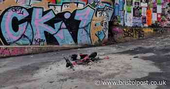 Incredible photos of burnt-out Voi scooter on Turbo Island tarmac