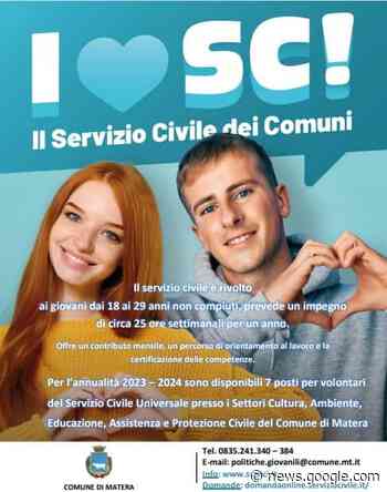 Per Servizio civile al Comune di Matera, domande entro 10 febbraio - G News