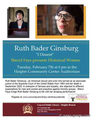 Feb 7 | Ruth Bader Ginsburg, "I Dissent" | Concord, NH Patch - Concord, NH Patch