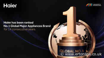 Haier ranked No.1 Global Major Appliances Brand for 14th consecutive year