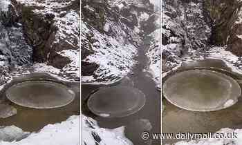 Hiker captures mesmerising footage of a rare 'ice pancake' in the Scottish Highlands 