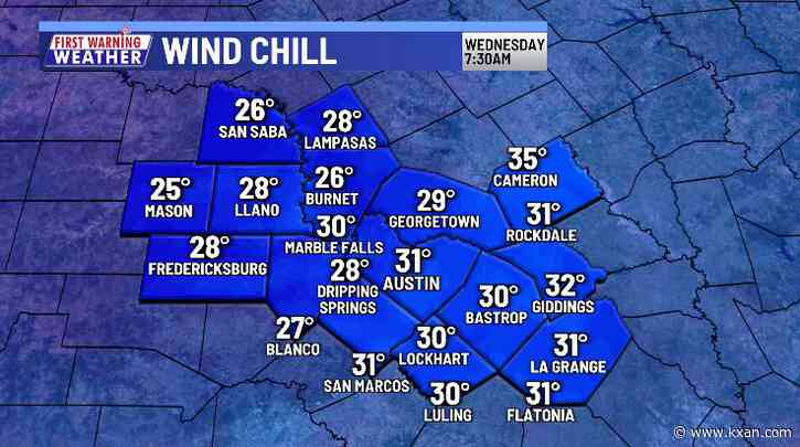 Subfreezing wind chills overnight as rain exits the area