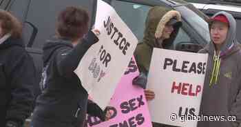 Rally held at Lethbridge courthouse to support critically-injured infant