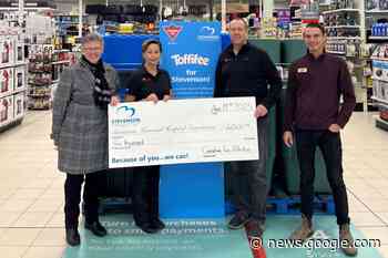 Alliston Canadian Tire donates $6000 gift card to SMHF - BradfordToday