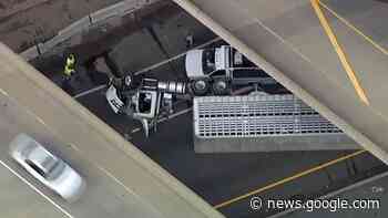 Overturned tractor trailer shuts down I-95 South in Cumberland County - Raleigh News & Observer