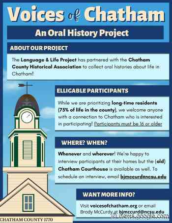 Oral history project keeps history alive as the county grows - The Chatham News + Record