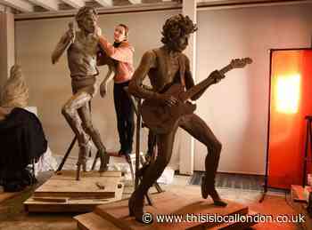 Dartford:  Rolling Stones Mick Jagger and Keith Richards statues