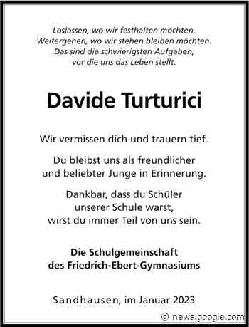 Trauer um FEG-Schüler Davide Turturici - Leimen-Lokal | Leimen ... - Internet-Zeitung Leimen Nussloch Sandhausen