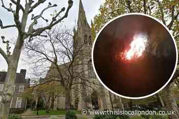 Footage shows St Mark’s Church on Hamilton Terrace on fire