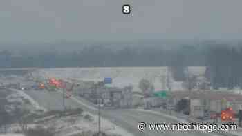 Pileups, 1 Involving Up to 70 Cars Near Illinois-Wisconsin Border Shut Down Major Roadways