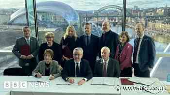 Michael Gove arrives in Gateshead to sign devolution deal