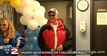 Walmart driver honored for driving 3 million safe miles. - WKTV