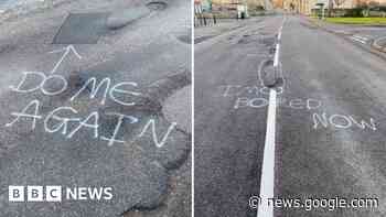 Ancaster: Pothole protest sees roads daubed in graffiti - bbc.com