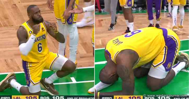 LeBron James Falls to the Floor After Ref Doesn't Rule His Way, Has Midcourt Meltdown in Front of Thousands