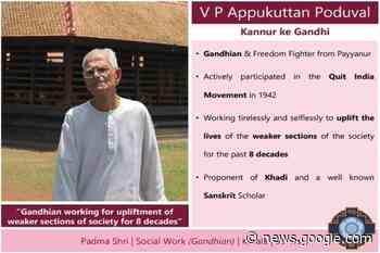 V P Appukuttan Poduvalm Awarded Padma Shri in Field of Social ... - THE TIMES OF BENGAL