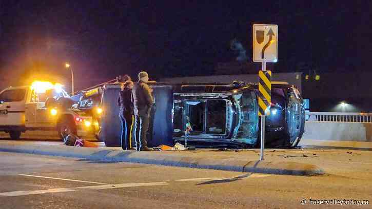 Police, fire attend to vehicle crash on Vedder Road overpass Sunday night