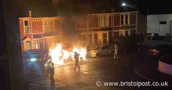Car engulfed in flames as fire breaks out in middle of night in Bristol