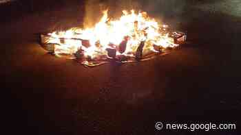 Tonnen und Paletten stehen am Zeitzer Michaelpark in Flammen - Mitteldeutsche Zeitung