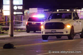 VIDEO: Suspect fleeing Abbotsford police officer hit by vehicle on Sunday evening