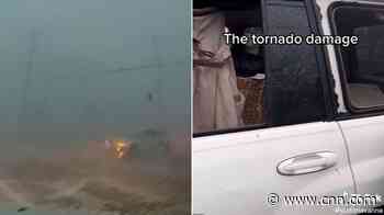 Woman rides out tornado with her grandson in the car. Her dashcam captured the terrifying moments