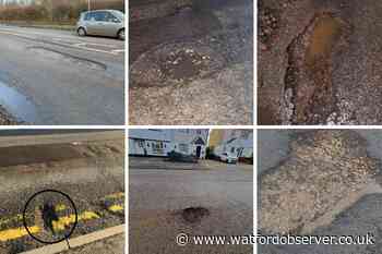 Seven of the worst potholes reported around Watford in January