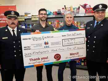 Firefighters extend lifeline to Orléans food bank with $18,000 in food, $14,000 in donations