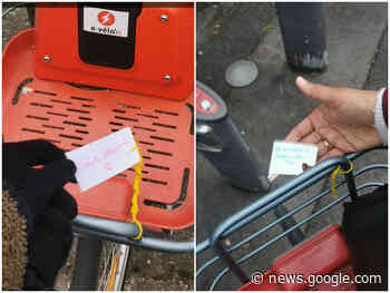 Lyon. Sur les Vélo'v, un inconnu laisse des mots doux : "Ça m'a ... - actu.fr