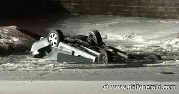 Aurora man dies after car plunges into icy pond, flips over