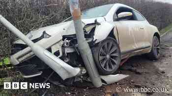 Four arrested after stolen car crashes into lamppost