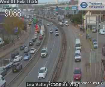 Traffic delays on A406 North Circular as lorry on fire