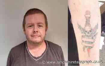 Sex offender  with skull and dagger tattoo wanted by police