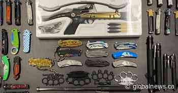 Brass knuckles, flick knives and other illegal weapons seized at Burlington, Ont convenience store