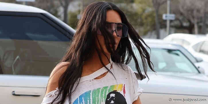 Kim Kardashian Rocks Ripped Jeans For North West's Newest Basketball Game in LA