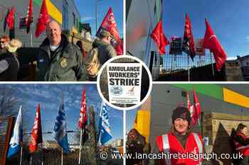 GMB and Unite members strike outside Burnley General Teaching Hospital