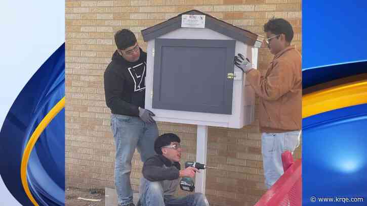 Lending libraries installed outside Hobbs elementary schools