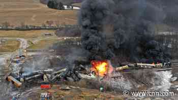 Officials warn of 'grave danger of death' near burning, derailed train in Ohio
