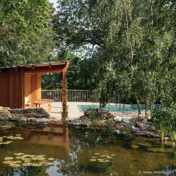 Surman Weston nestles geometric pool house in gardens of Surrey home