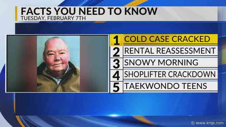 KRQE Newsfeed: Cold case cracked, Rental reassessment, Snowy morning, Shoplifter crackdown, Taekwondo competition